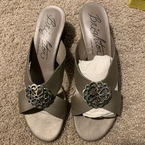 Brighton Womens Ferrara Alison Sandal Heels in Zinc Pearl size 11